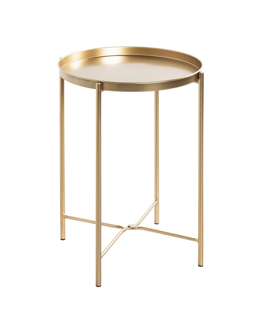 HAKU End Table Gold, Metal - Dim.: H 50 cm X Ø 39 cm, Style: Art Deco