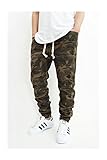 MEN'S OLIVE CAMO TWILL DROP CROTCH JOGGER PANTS