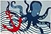Nautical Octopus and Anchor in Deep Blue Sea Jellybean Accent Area Rug