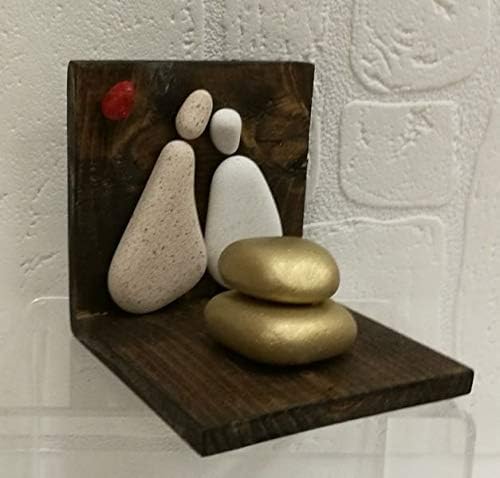 Wooden Bookend and Quartz Stone Bridal Pair Figurine