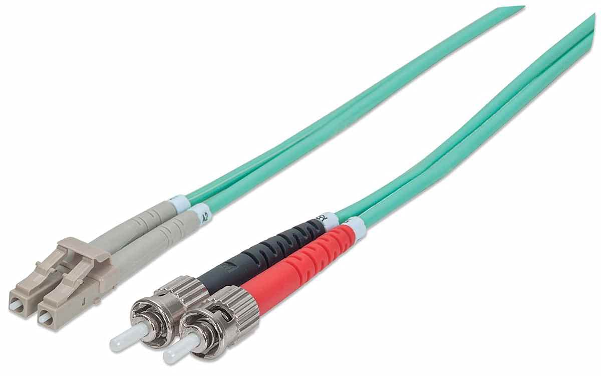 Fibre Optic Patch Cable, Duplex, Multimode, ST/LC, 50/125 µm, OM3, 5 m, LSZH, Aqua, Lifetime Warranty