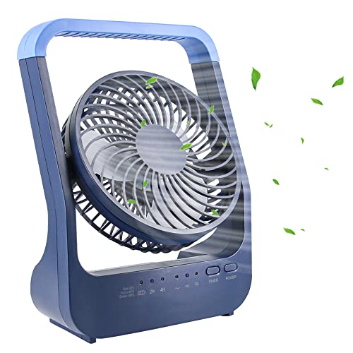 ATEngeus 6" USB Desk Fan with 20000mAh Battery Small Table Fan Adjustable Head 3 Speeds 180° Rotating for Home Office Bedroom Table Outdoor Office