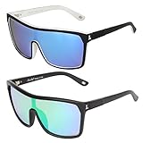 LianSan Fashion Oversized Mirrored Lenses Sports Sunglasses for Men Women Outdoor Driving Cycling Sunglasses Glasses 1012 (2 pairs(black frame colorful lenses+black))