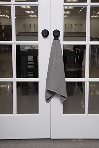 Ritz Hook and Hang Towel with Permanent Rubber Hook for Kitchen, Bathroom, Mudroom, Laundry Room, Extra-Large, 18" X 28", Machine Washable, 2 Pack, Titanium