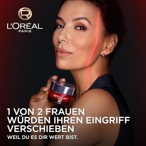 L'Oréal Paris Lot de soins du visage anti-âge pour le jour et la nuit avec triple action – avec Pro-rétinol, hyaluronique et vitamine C, Revitalift Laser, 2 x 50 ml