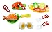 FUNERICA Pretend Cutting Play Food for Kids - with Bright Realistic Looking Eggs, Fish, Fake Food Play Vegetable, Toy Pot, Toy Kitchen Knife with Cutting Board and Basket
