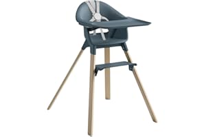 Stokke Clikk High Chair, Fjord Blue - All-in-One High Chair with Tray + Harness - Light, Durable & Travel Friendly - Ergonomic with Adjustable Features - Best for 6-36 Months or Up to 33 lbs