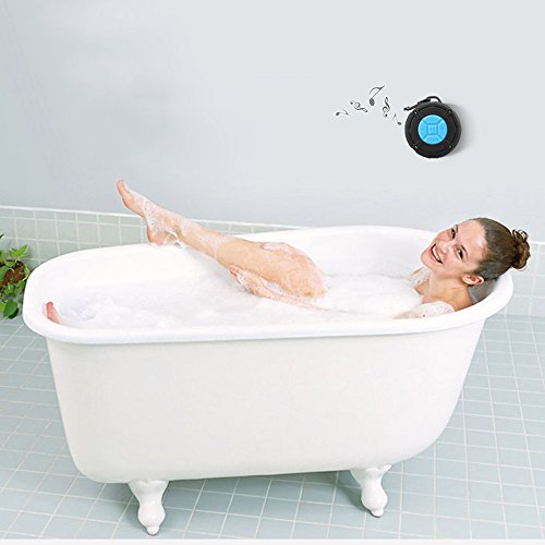 Tsumbay Waterproof Wireless Shower Speakers Portable Speaker with IPX7, Suction Cup, Speakers Buit-in Micphone for Bathroom, Shower, Boat, Pool, Beach, Kitchen, Car, Outdoor --Blue
