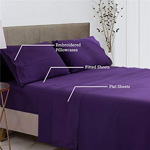 Bedlifes Purple Sheets Twin Super Soft Microfiber Sheets 16"Deep