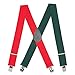 Suspender Store Novelty Red/Green Suspenders - 2 Inch Wide Elastic - X-Back - Gator Clip - 42