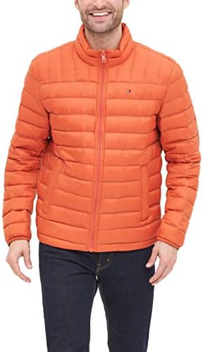 tommy hilfiger orange puffer jacket