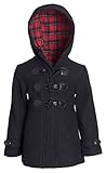 Pink Platinum Girl Wool Blend Plaid Lined Hooded Winter Toggle Dress Coat Jacket