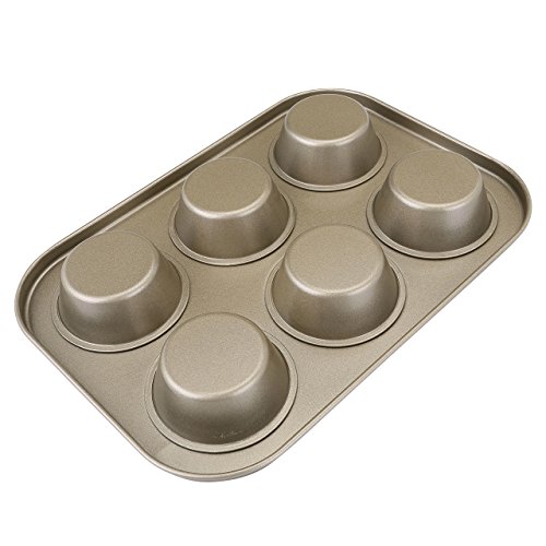 6-Cups Mini Muffin Cupcake Pan, WarmHut Nonstick Cupcake Baking Pan, Torte Souffle Cheesecake Egg Tart Makers Cake Molds Baking Molds Gourmet Bakeware