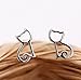 S.Leaf Tiny Sterling Silver Stud Earrings Bird Leaf Cat Earrings for Woman (cat)