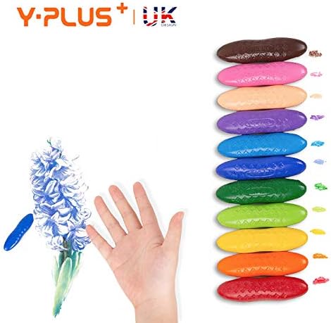12 Colors Kids Baby Peanut Shaped Finger Crayons Sticks，Non-Toxic Safe Washable 3D Palm Grip Painting Wax Crayons Set For Toddlers Children Boys Girls Gifts (24 Colors)