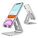 OMOTON Desktop Cell Phone Stand [Updated Solid Version], Advanced 4mm Thickness Aluminum Stand Holder for Switch, Mobile Phone (All Size), iPhone 11 Pro Xs Max Xr, Silver primary