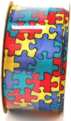 Puzzle Piece 7/8" Wide Ribbon for Crafting, Gifting and Decorating