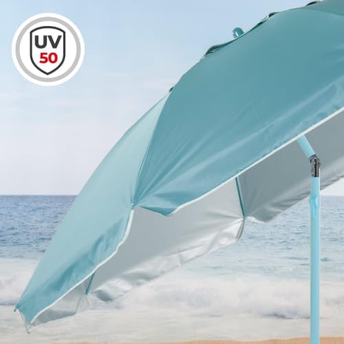 Sombrilla de Playa inclinable D220 cm, Azul, Exterior (62485)