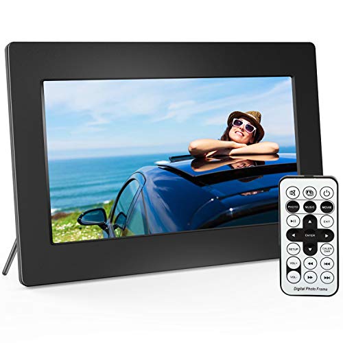 10.1 Inch Widescreen Digital Photo Frame – Digital Picture Frame with 16:9 IPS Display, Video Player, MP3, Calendar, 1080P Video USB SD Slot Calendar, Alarm Supported and Multi Slideshow Modes