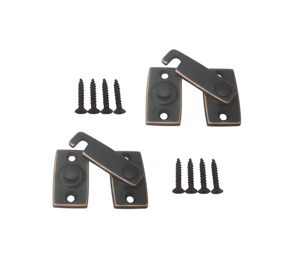 QCAA Solid Brass Shutter Bar/Door Latch, 7/8" x 2-3/32", Classic Bronze, 2 Pack, Made in Taiwan