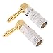 Ytuomzi 4PCS Right Angle Speaker Banana Plugs, 90Degree, 24K Gold Plated Audio Jack Connector, L Shape, 2 Black and 2 Red