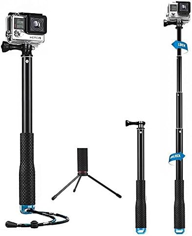 NLSD Waterproof Extending Telescopic Monopod Aluminum Selfie Stick Gopro Accessory Handheld Pole Tripods Mount for GeekPro/Gopro HD Hero 5 4 3+ 3 2 1 SJCAM SJ4000 SJ5000 Xiaomi Yi (14-43 inch)