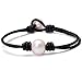Aobei Pearl Single Cultured Freshwater Pearl Bracelet Handmade Leather Pearl Jewelry for Women 7'' Black Leather White Pearl