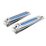 Nail Clippers, Stainless Steel Sharp Sturdy Trimmer Set for Men and Women, 2PCS Professional Sharpest Fingernail and Toenail Clippers by E-LING(2 Packs)
