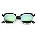 Premium Half Frame Horn Rimmed Sunglasses with Metal Rivets (Flash Mirror Series | Black/Sun)