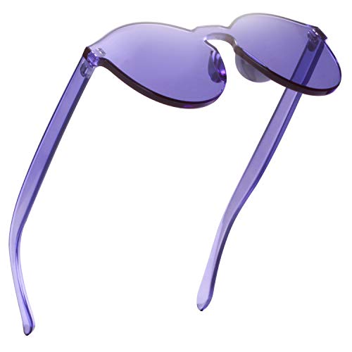 One Piece Rimless Sunglasses Transparent Candy Color Tinted Eyewear (10 Color)