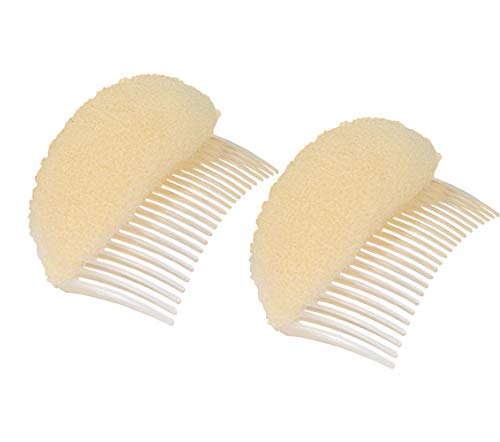 2PCS Women Lady Girls Soft Sponge Foam Hair Base Inserts Bump Up Hair Pads Stick Bun Maker Hair Styling Clip Hair Comb Braid Tool Hair Styling Accessories Beige