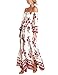 YesFashion Women Off Shoulder Bohemia Floral Print Split Beach Dress White XL