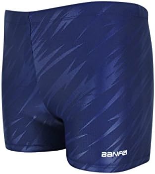 EASEA Men`s Quick Dry Compression Square Leg Swimsuit Blue Pattern 3X-Large