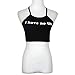Bolayu Women Letter Sleeveless Halterneck Tank Crop Tops Vest Blouse Shirt (S) Black