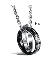 Collar colgante para pareja en acero inoxidable y titanio, conjunto para él y para ella, estilo de amor coreano en una caja de regalo (un par)