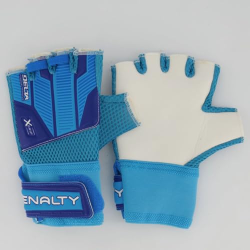 Luvas de Goleiro Penalty Delta Training Indoor XXIII Tamanho 10 Azul e Branca