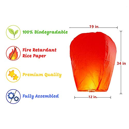 RainbowPop Chinese Sky Lanterns 7 Pack of Rainbow Color Paper Flying Floating Wishing Lantern