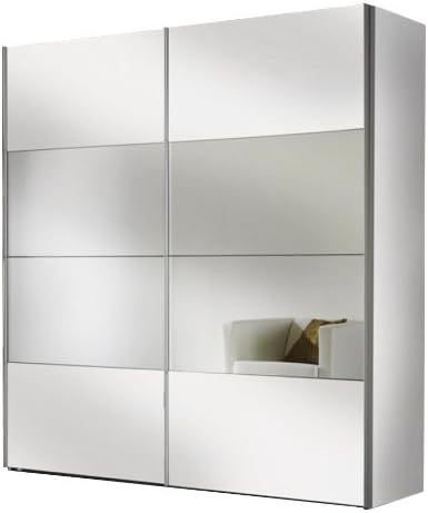 Express Mobel Armoire A Portes Coulissantes Portiers Blanche Miroirs Largeur D Armoire 150 Cm Amazon Fr Cuisine Maison
