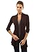 PattyBoutik Women Ribbed Cascading Open Cardigan (Dark Brown Large)