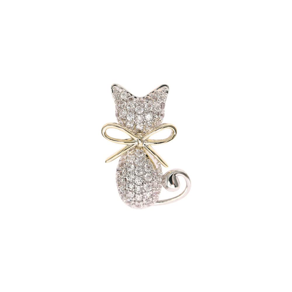 Rhinestone Cat Brooch Pin for Women Girls Fashion Crystal Animal Brooches Lapel Pins Dainty Small Cute Dress Accessories Jewelry Boutonniere Corsage for Hat Bag Suit Tie Birthday Christmas Holiday