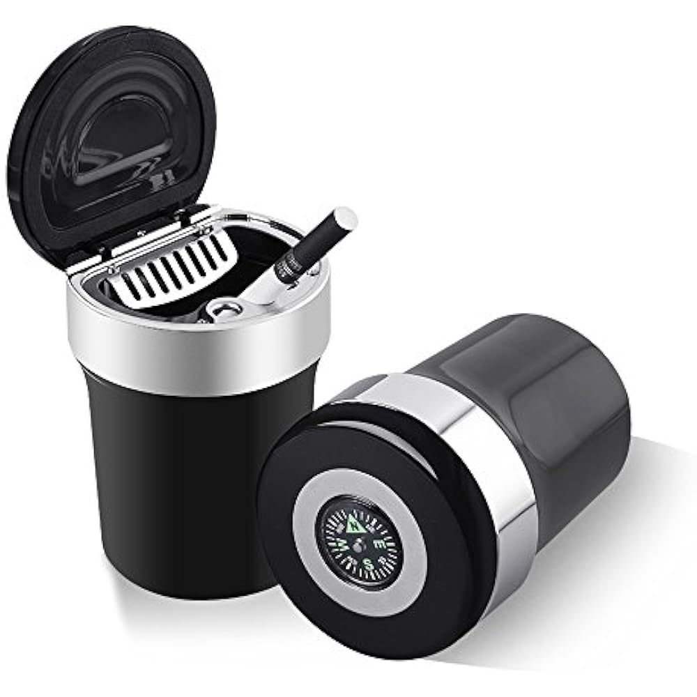 Car Ashtray Stainless Steel Cup Holder With Blue LED Light Indicator