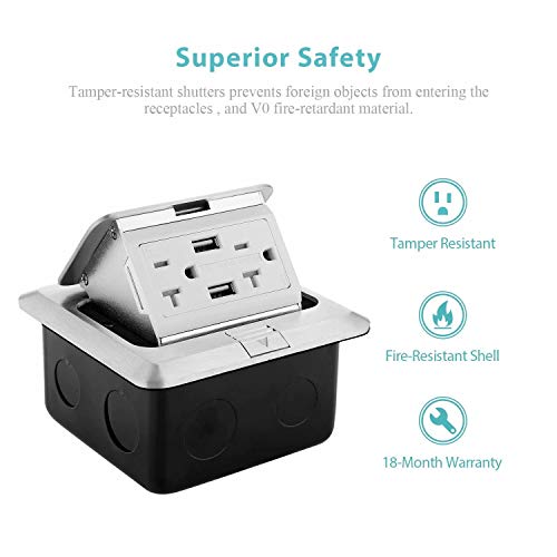 Webang Pop Up Floor Outlet Covers Box With 20 Amp Stainless Steel