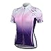 Womens Cycling Jersey Short Sleeve Ladies Bike Shirt Cycle Tops with Pockets Full-Zip Purple