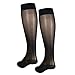 NuVein Sheer Compression Stockings, 15-20 mmHg Support, Women's Medium Denier Nylons, Knee High, Closed Toe, Black, 2X-Large