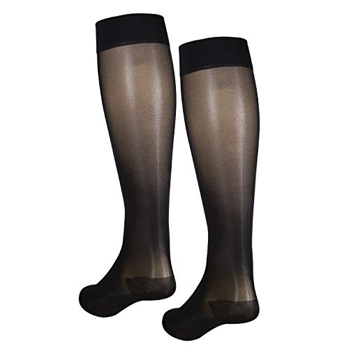 NuVein Sheer Compression Stockings Fashion Silky Sheen Denier Knee High, Black, XXX-Large - //medicalbooks.filipinodoctors.org