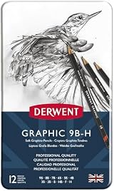 Derwent Graphic Set 12 Soft Graphite Pencils 9B-H Professional Quality view 2