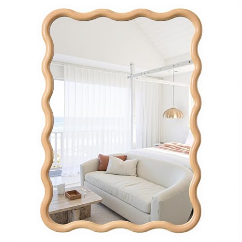 Wall Mirror Rectangle Scalloped Accent Vanity Mirror