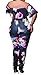 Jiujiuyi Women's Floral Off Shoulder Jumpsuit Overalls Plus Size