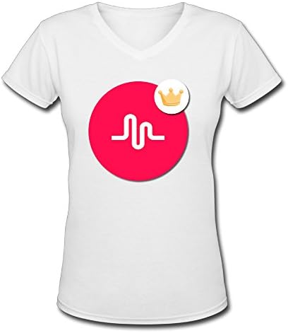 TANXJ Women's Musical Ly Logo T-shirt V-Neck White