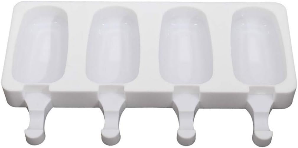 4 Grids Reusable Silicone Popsicle Maker Mould Frozen Ice Cream Mold DIY Tool - White L